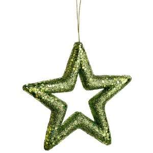  5.5 Glitter Star Ornament Green (Pack of 24)