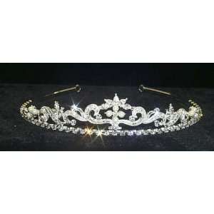  Dainty Swirl Pearl Tiara   #11109