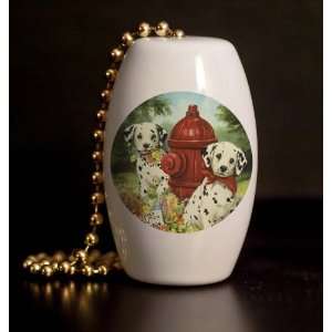  Dalmatians and Fire Hydrants Porcelain Fan / Light Pull 