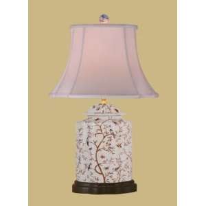    PORCELAIN FLORAL &BIRDS SCALLOPS JAR LAMP