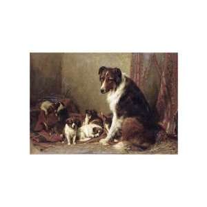  Collie With Her Puppies by Otto Eerelman. size 14 inches 