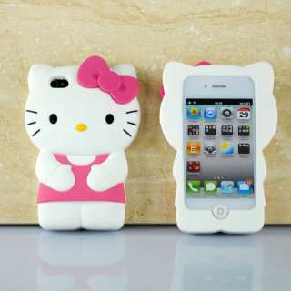 3D Cute Soft Silicone Hello Kitty Case Cover Skin For iPhone 4 G 4G 4S 