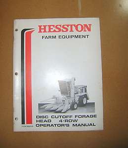 HESSTON DISC CUTOFF 4 ROW FORAGE HEAD OPERATORS MANUAL  