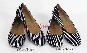 Womens Zebra Pattern Flat Shoes  
