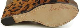 SAM EDELMAN KATRICE Brown Leopard Hair Womens Shoes Wedge Sandals 8.5 