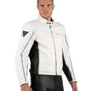  DAINESE SF/SAN FRAN WHITE/BLACK PERFORATED LEATHER JACKET 