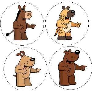  Set of 4 LAUGHING ANIMALS Funny Comedy Joke 1.25 MAGNETS 