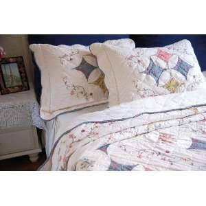 Vintage Home Trends Ribbon Embroidered 3pc Quilt Set  