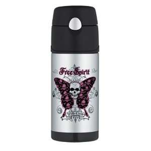 Thermos Travel Water Bottle Butterfly Skull Free Spirit 