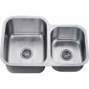  Dawn ASU110R Undermount Satin Double Bowl Kitchen Sink 