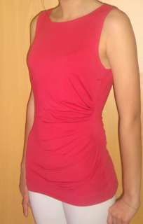 THEORY new red benina encase ruched side fitted tank top tee t shirt 