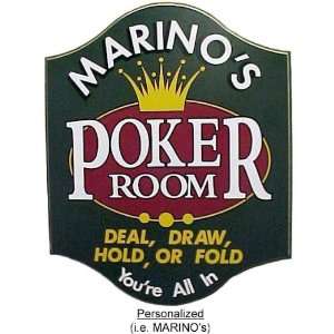   Crown Poker Room All Wood Decorative Sign