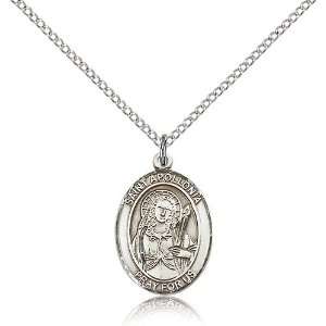  .925 Sterling Silver St. Saint Apollonia Medal Pendant 3/4 