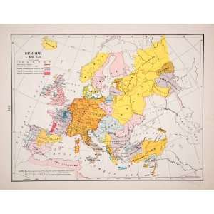1947 Lithograph Europe Holy Roman Empire Hungary Russia Aragon 
