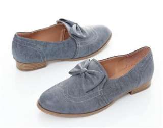   Bowed Boyfriend Oxford Flats Boots Dress Shoes Beige Cocoa Blue  