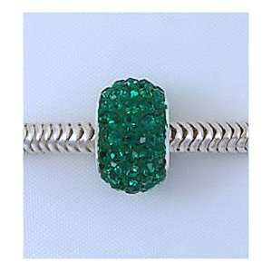   EMERALD Green Crystal Pave European Charm Bead