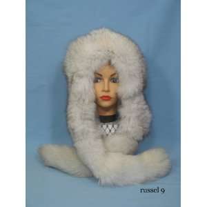  White Fox & Mink Double Sided Winter Hat Eskimo Style 
