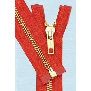   Jacket Zipper YKK #5 Brass ~ Separating ~ 820 Atom Red (1 Zipper/pack