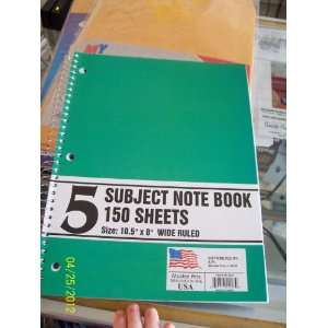  5 Subject Wide Ruled Notebook