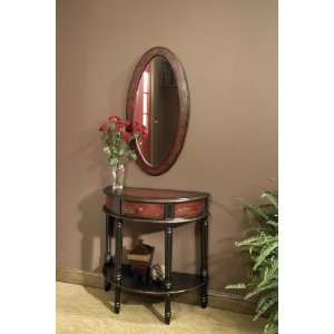  Butler Demilune Console Table   Red Hand Painted Finish 