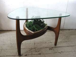 Danish Modern Teak Glass Sculptural Coffee Table Side Table   Pearsall 