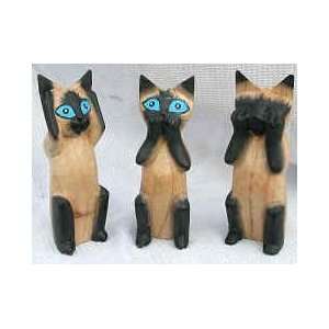   of 3 Siamese cat figurines See,Hear,Speak no Evil 4