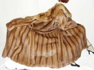   Female Whiskey mink fur coat jacket SABLE collar 77 Sweep  