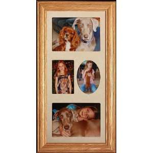 7x15 Four (4) Opening Vertical Wall Photo Collage w/Cream Mat & LIGHT 