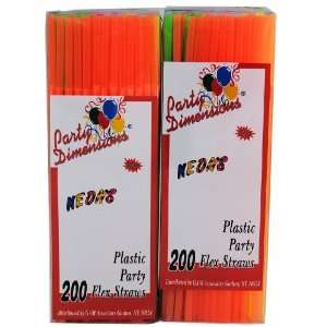   Lot of 400 Neon Flexible Drinking Straws Plastic Party