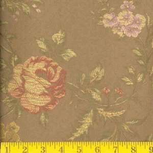  54 Wide Satin Jacquard Rosabelle Latte Fabric By The 