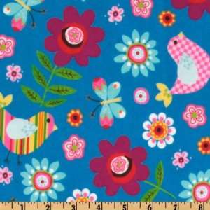  43 Wide Mumbo Jungle Flannel Flowers Blue Fabric By The 