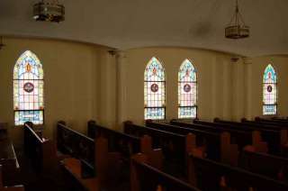 Old Church Stained Glass Window + Our Lady Mt. Carmel  