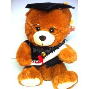    12 Brown Graduation Bear in Black Cap and Gown Toys & Games