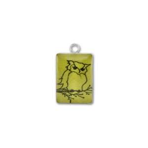   Resin 13x18mm Pendant   Owl on Olive Background Arts, Crafts & Sewing