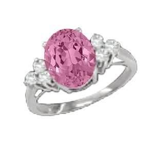  2.44 Ct Oval Pink Mystic Topaz Diamond White Gold Ring 