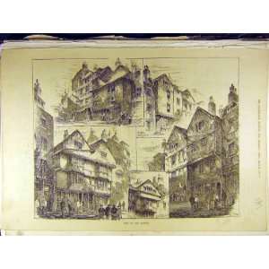   1884 Sketches Of Old London Buildings Houses Old Print