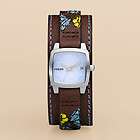FOSSIL Ladies Brown Leather Blue Yellow Butterfly Desig