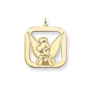  14K Gold Over Silver 1 Inch Tinkerbell Square Charm 