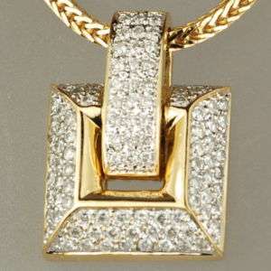 Estate Designer Signed 18K Gold Pave Diamond Pendant  