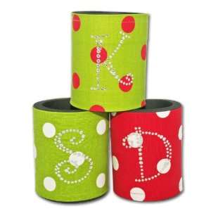 Rhinestone Monogram Koozies   Festive Christmas Colors  