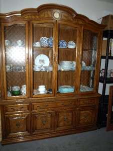 BURNHARDT SOLID WOOD 2 SECTION CHINA CABINET EARLY 60S MAKE OFFER 