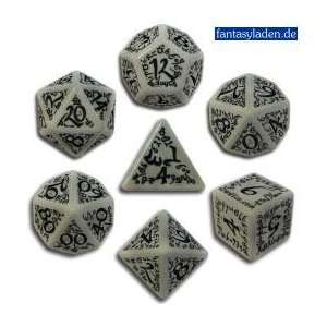  Carved Elvish Dice Set (Gray and Black) Toys & Games