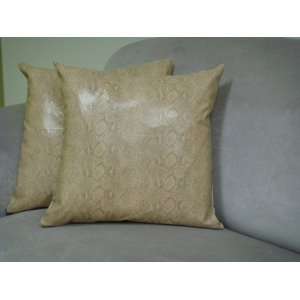 Beige Snakeskin Pillow   20x20 Sq. Knife Edge with a Poly Insert 