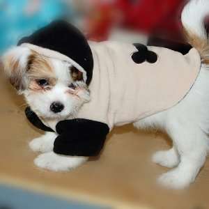    Dog Hoodie Coat Clothes Apparel Black & Beige (S)