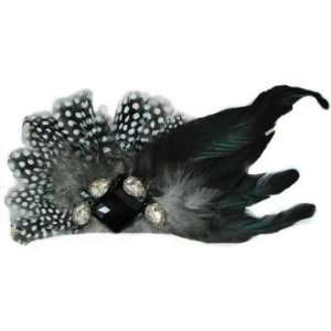 Feather Brooch Pin Hair Clip Accessory with Gems Arts 