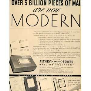 1936 Ad Pitney Bowes Meter Mailing Postage Equipment   Original Print 