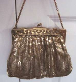 Whiting & Davis GOLD MESH 1930S NIB Numbered Purse w Cut Out Frame 