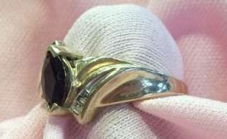   yellow gold blue marquise sapphire diamond accent ring size 6  