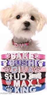 DOG COLLARS PERSONALIZED RHINESTONE LETTERS 6 FREE  