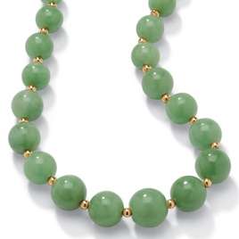 Elegant 6 12mm Round Genuine Green Jade 18 Necklace  